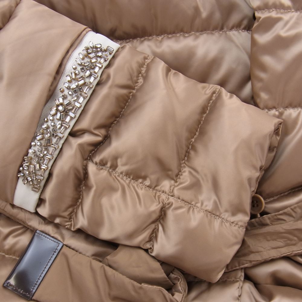 MAX MARA マックスマーラ The Cube. 19-49-60906 ビジュー装飾 別布付き ダウンコート ライトブラウン系 40【極上美品】【中古】
