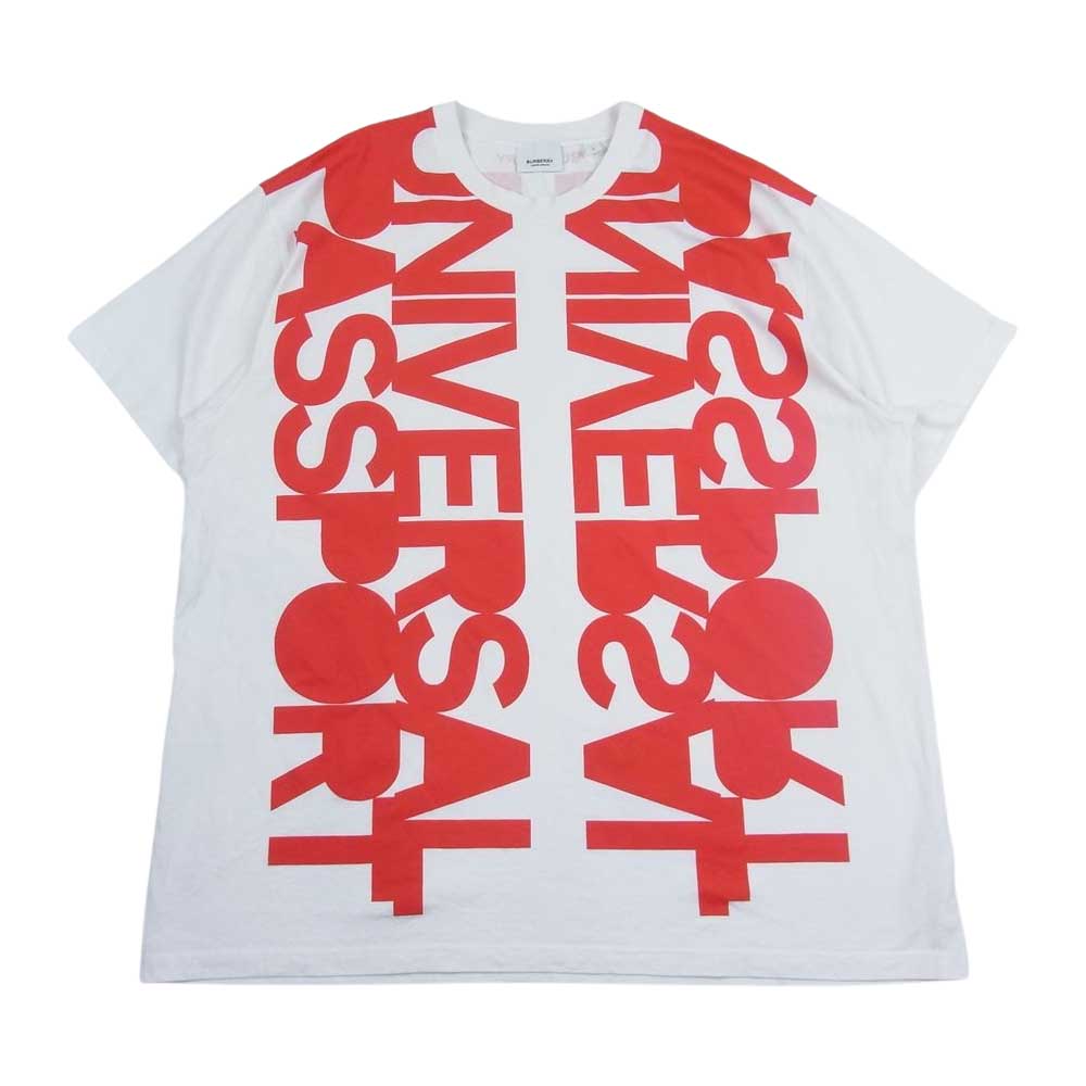 BURBERRY バーバリー 22SS 8051983 イタリア製 LONDON ENGLAND ユニバーサルパスポート スローガンプリント クルーネック 半袖 Tシャツ ホワイト系 L【中古】