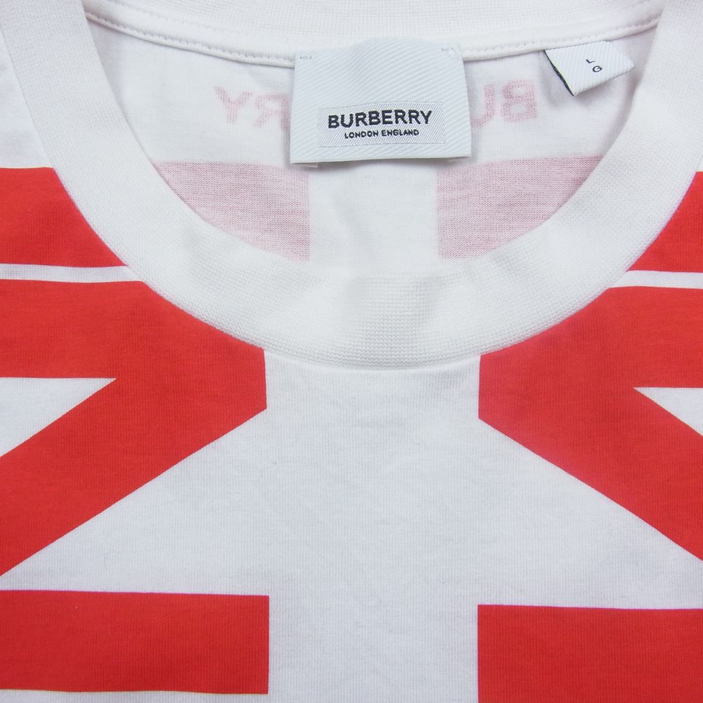 BURBERRY バーバリー 22SS 8051983 イタリア製 LONDON ENGLAND ユニバーサルパスポート スローガンプリント クルーネック 半袖 Tシャツ ホワイト系 L【中古】