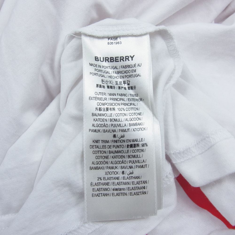 BURBERRY バーバリー 22SS 8051983 イタリア製 LONDON ENGLAND ユニバーサルパスポート スローガンプリント クルーネック 半袖 Tシャツ ホワイト系 L【中古】