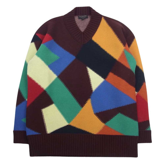 BURBERRY バーバリー 4549327 イタリア製 LONDON ENGLAND ロンドン イングランド アーガイル マルチパターン Vネック ニット セーター マルチカラー系 L【中古】