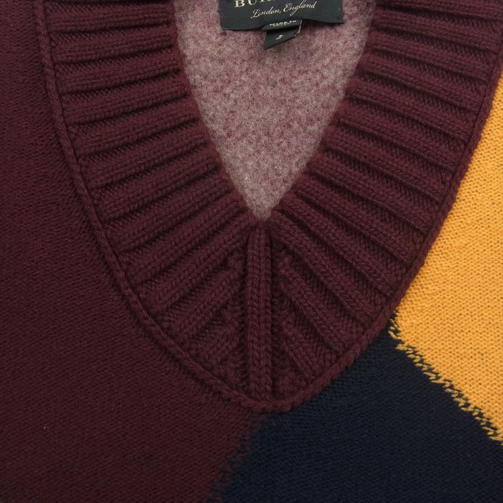 BURBERRY バーバリー 4549327 イタリア製 LONDON ENGLAND ロンドン イングランド アーガイル マルチパターン Vネック ニット セーター マルチカラー系 L【中古】