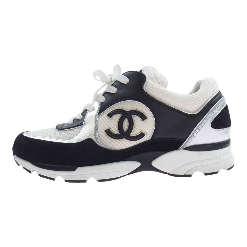 CHANEL シャネル G39068 Sneakers 23C ココマーク レザー切替 ローカット スニーカー ホワイト系 42【中古】
