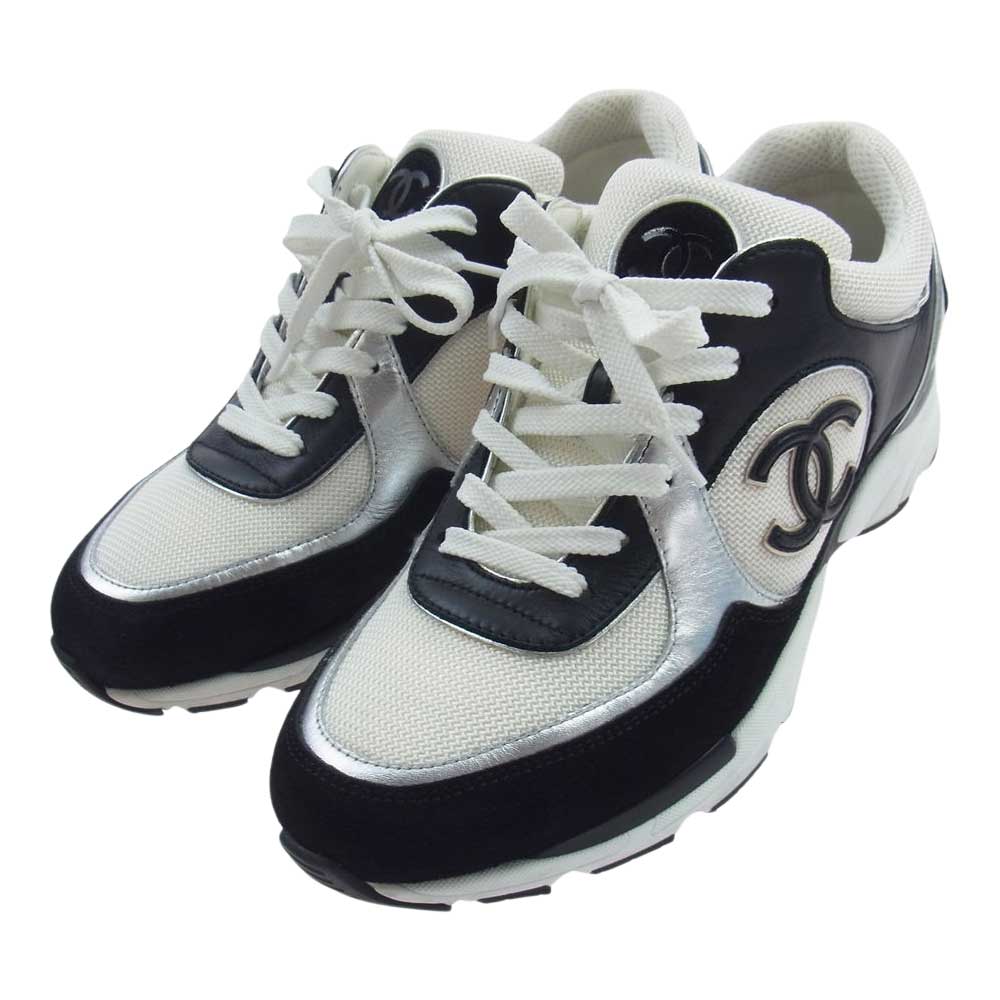CHANEL シャネル G39068 Sneakers 23C ココマーク レザー切替 ローカット スニーカー ホワイト系 42【中古】