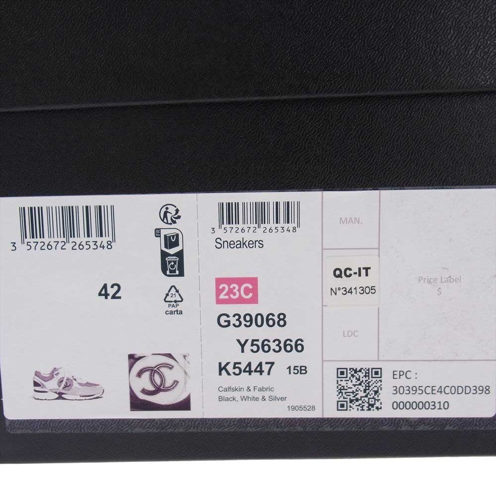 CHANEL シャネル G39068 Sneakers 23C ココマーク レザー切替 ローカット スニーカー ホワイト系 42【中古】