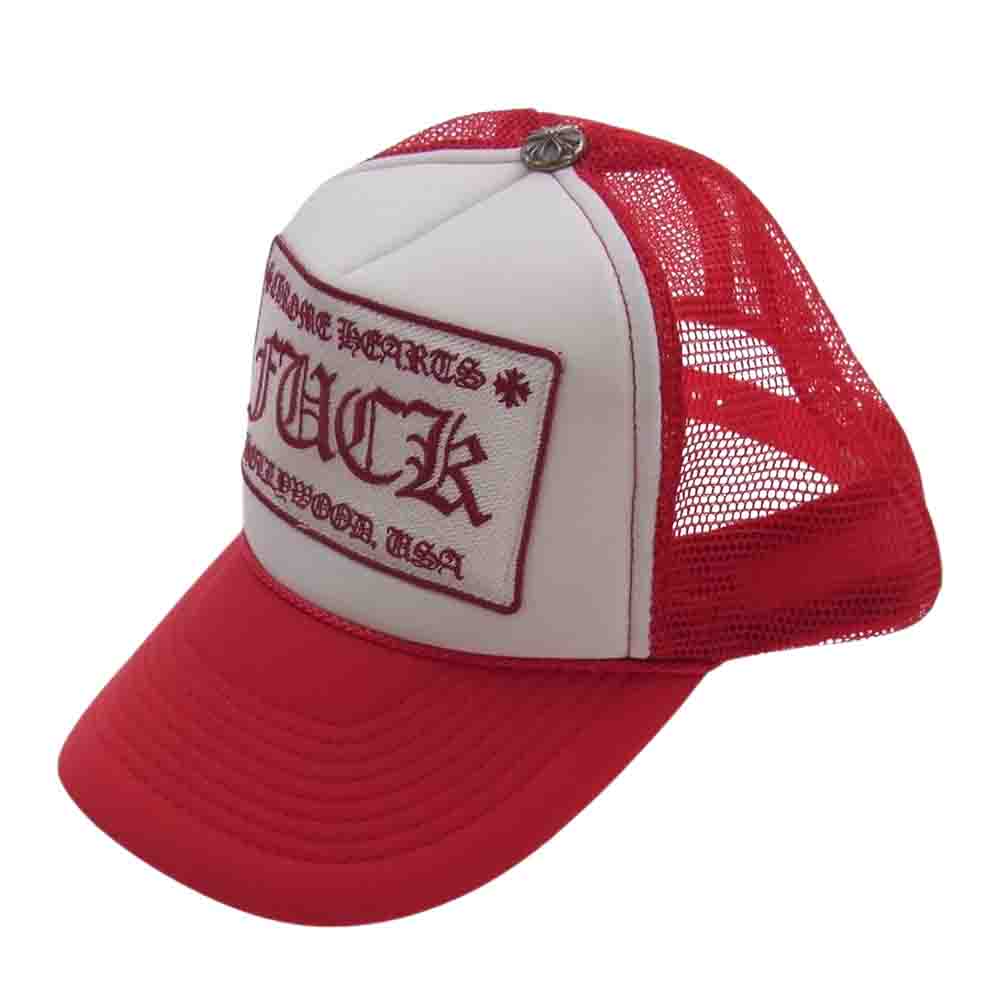 CHROME HEARTS クロムハーツ（原本無） FUCK トラッカー キャップ 帽子 レッド レッド系 4【中古】