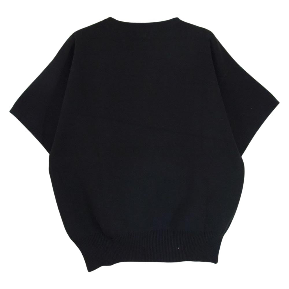 HYKE ハイク 151-11036 シルク混 クルーネック ニット Tシャツ ブラック系 1【中古】