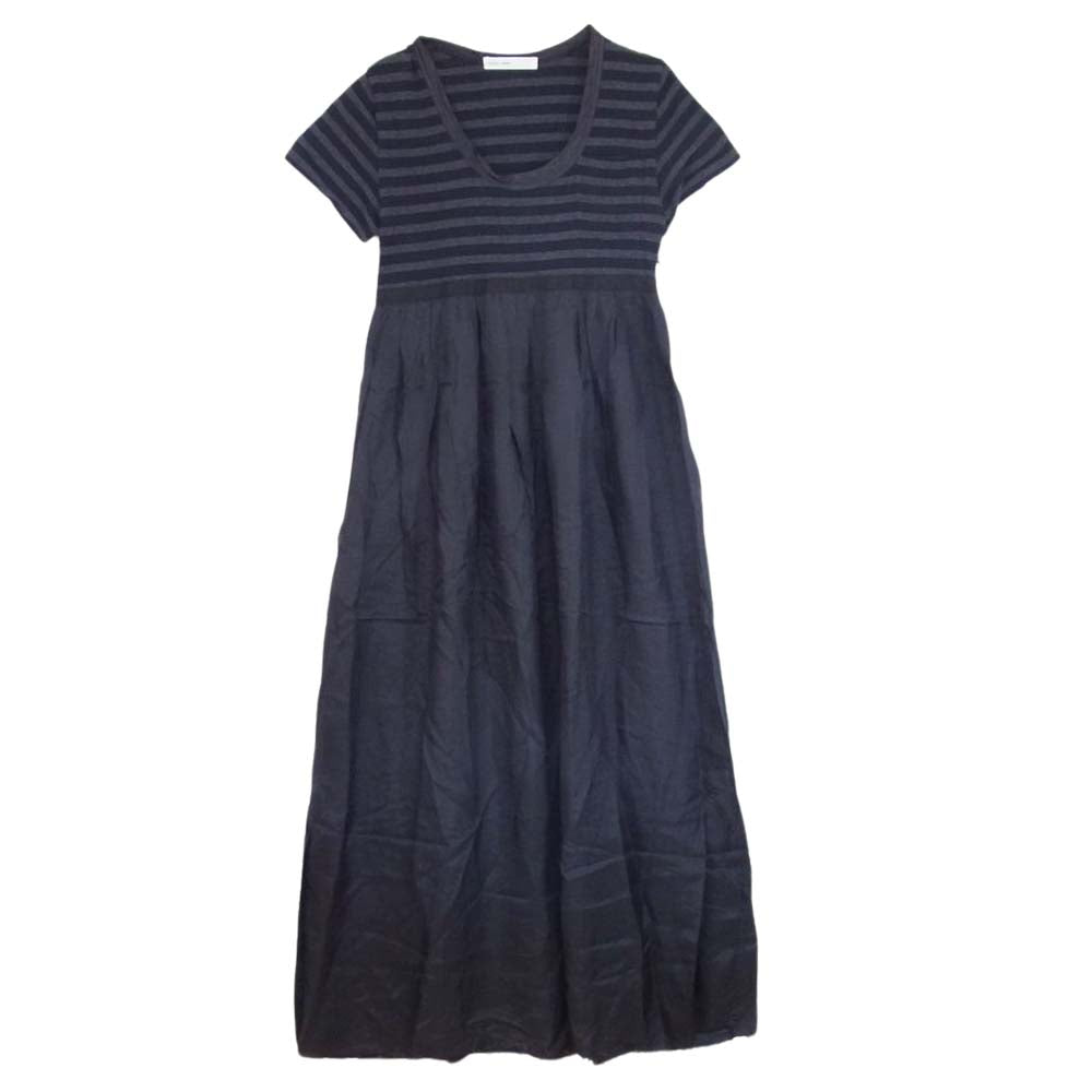 Sacai サカイ 12SS 12SSLU415 luck ラック ボーダー 半袖 ワンピース 異素材切替 ブラック系 2【中古】