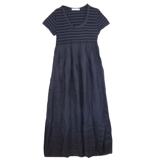 Sacai サカイ 12SS 12SSLU415 luck ラック ボーダー 半袖 ワンピース 異素材切替 ブラック系 2【中古】
