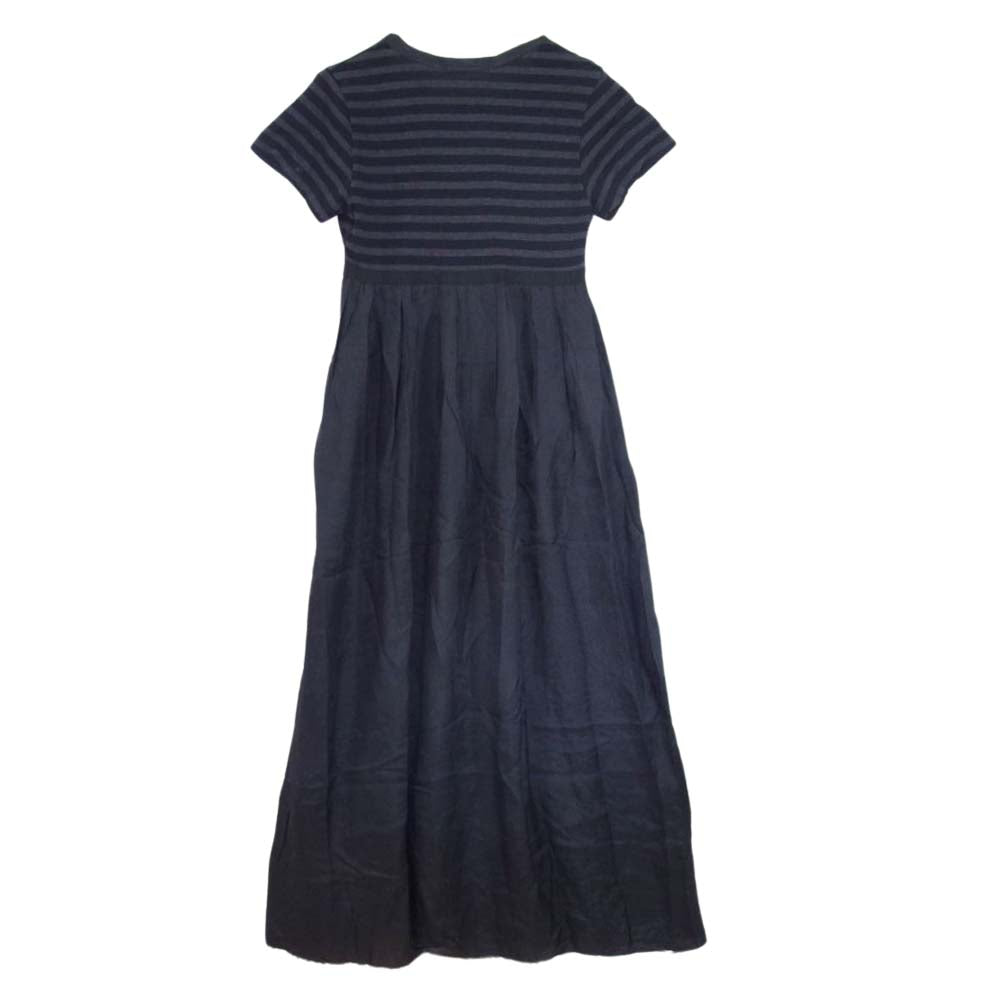 Sacai サカイ 12SS 12SSLU415 luck ラック ボーダー 半袖 ワンピース 異素材切替 ブラック系 2【中古】