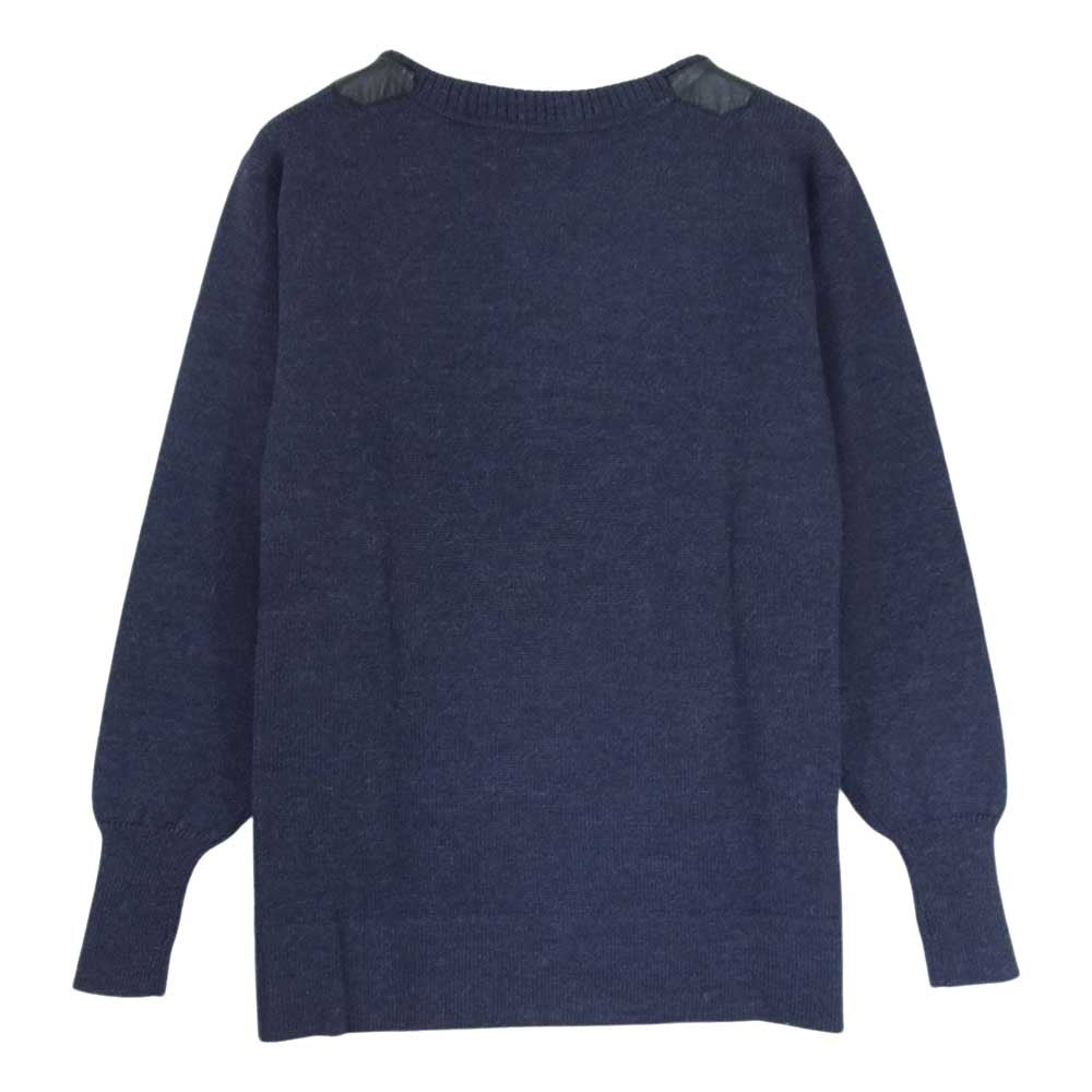Drawer ドゥロワー 6513-299-0275 ウール ニット セーター 肩レザー 異素材切替 ネイビー系 1【中古】
