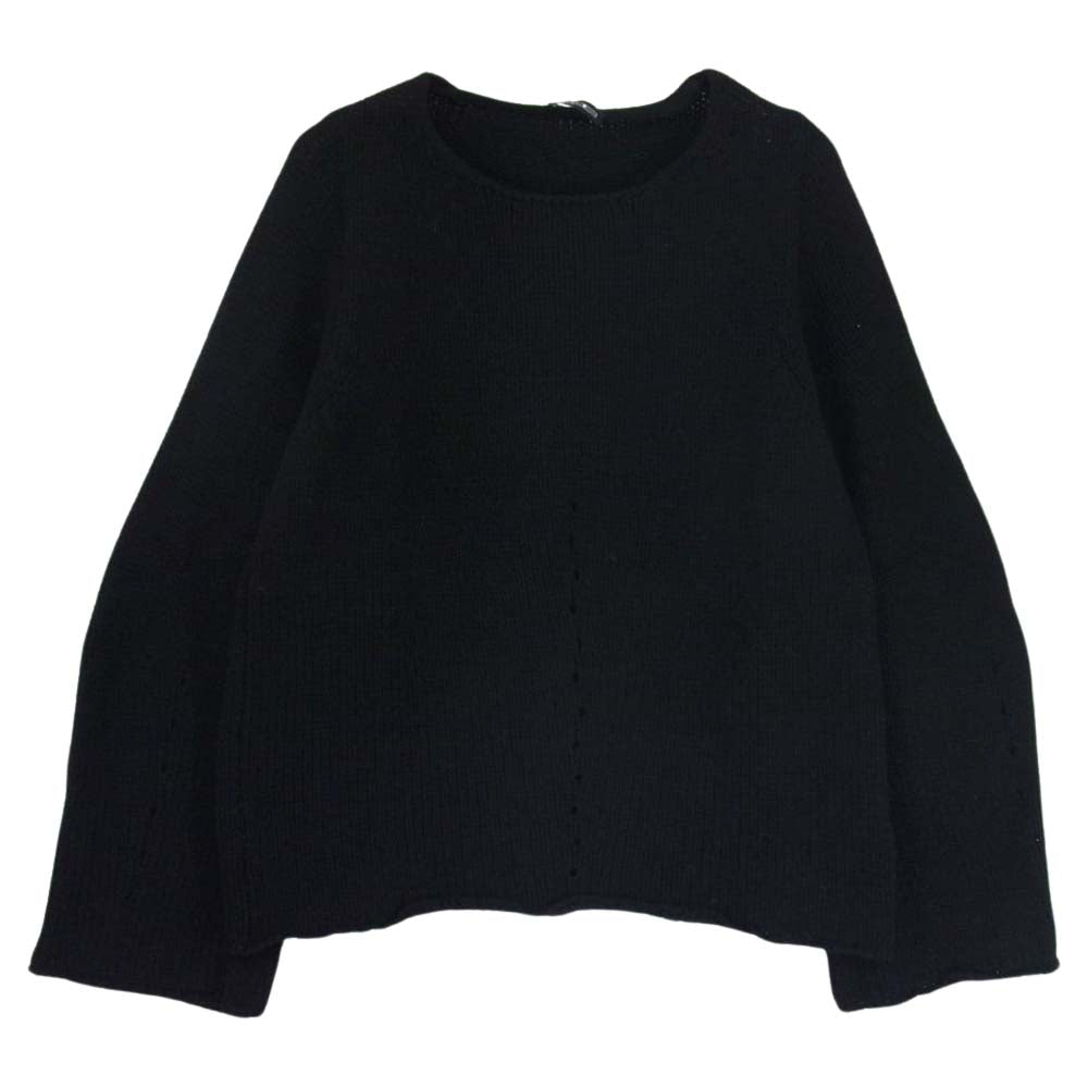 ANN DEMEULEMEESTER アンドゥムルメステール 国内正規品 メリノウール×ヤクウール ボリュームスリーブ ニット セーター ブラック系 36【中古】