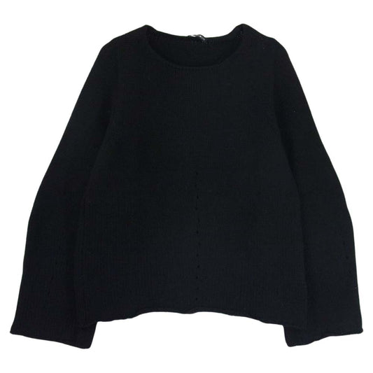 ANN DEMEULEMEESTER アンドゥムルメステール 国内正規品 メリノウール×ヤクウール ボリュームスリーブ ニット セーター ブラック系 36【中古】