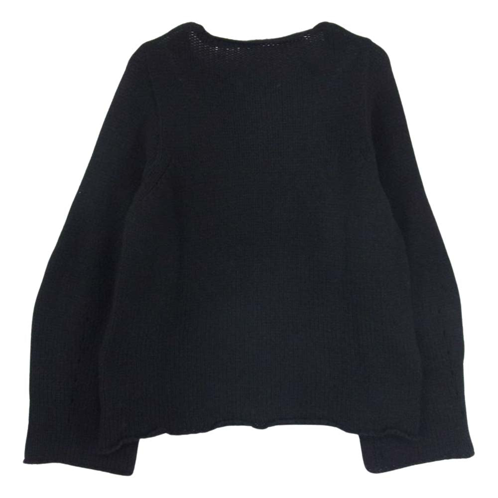 ANN DEMEULEMEESTER アンドゥムルメステール 国内正規品 メリノウール×ヤクウール ボリュームスリーブ ニット セーター ブラック系 36【中古】
