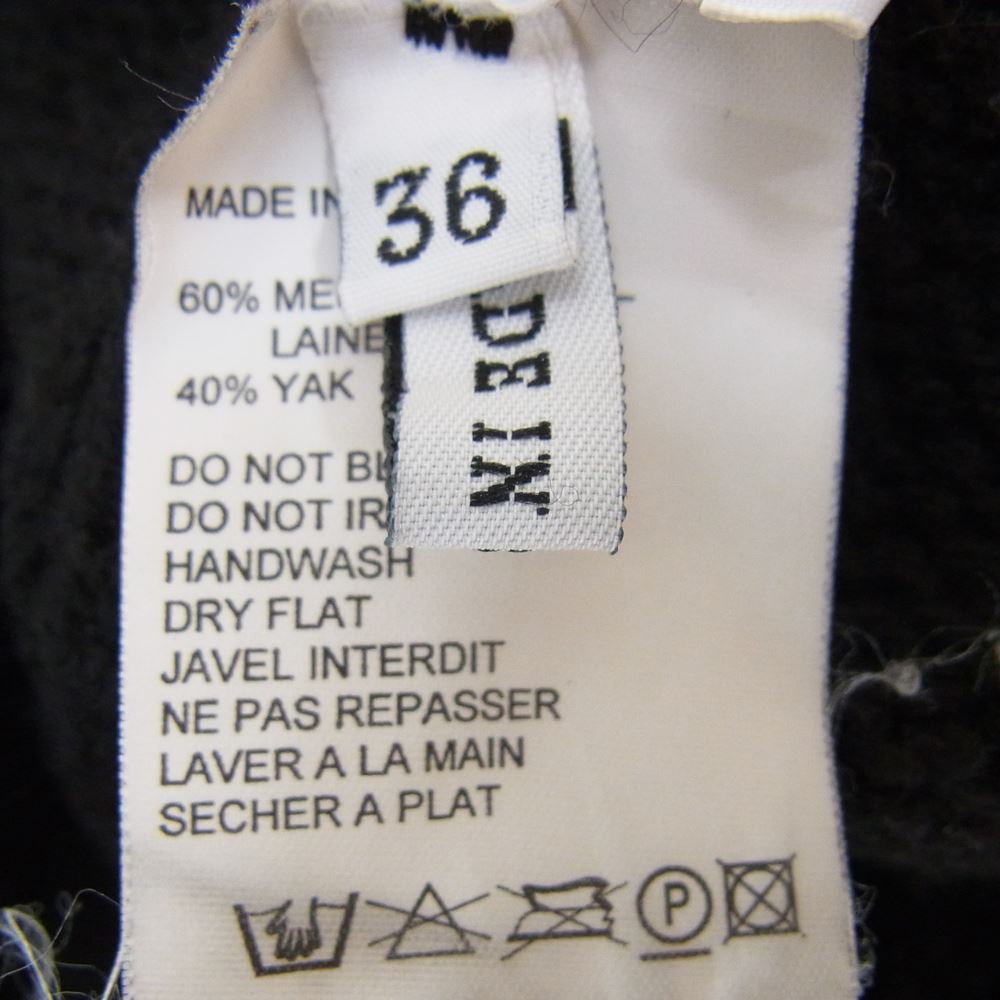 ANN DEMEULEMEESTER アンドゥムルメステール 国内正規品 メリノウール×ヤクウール ボリュームスリーブ ニット セーター ブラック系 36【中古】