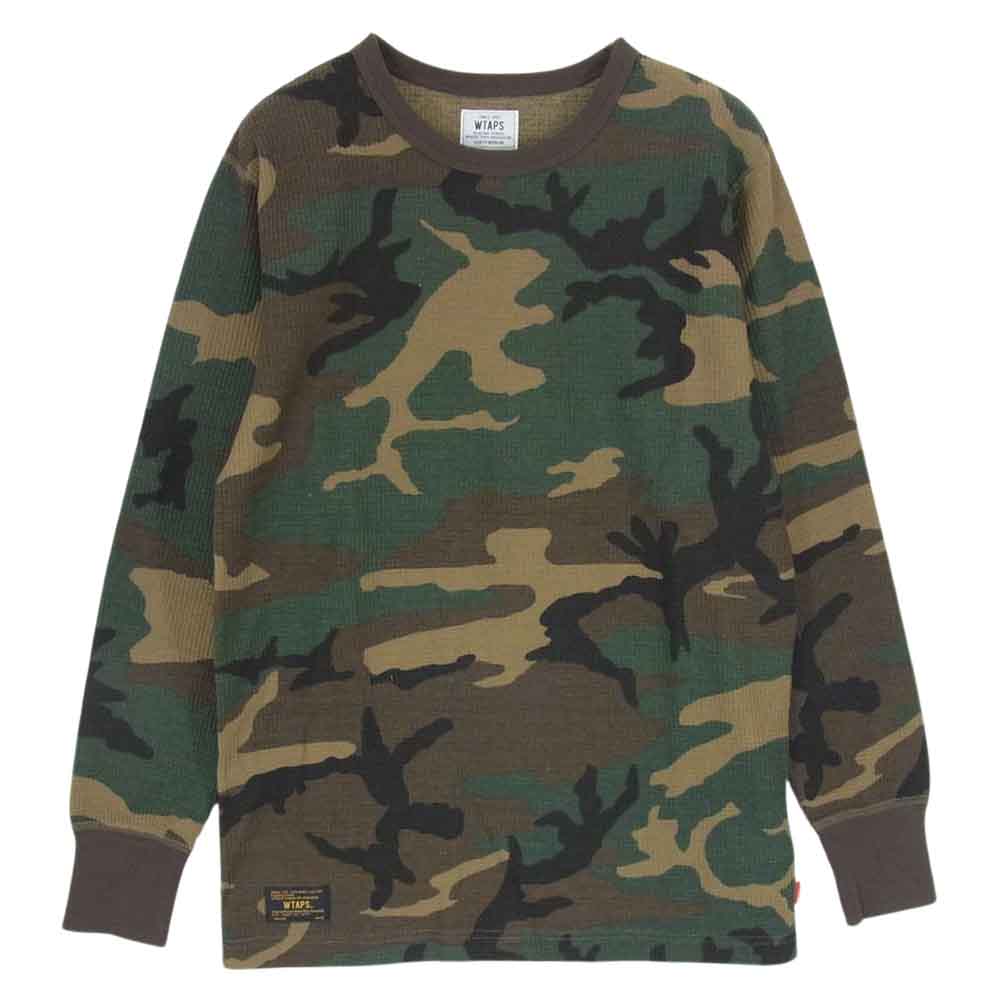 WTAPS ダブルタップス 162ATDT-CSM22 WAFFLE LS 02 カモ 迷彩 サーマル 長袖 Tシャツ モスグリーン系 M【中古】