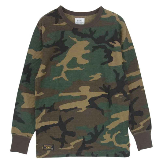 WTAPS ダブルタップス 162ATDT-CSM22 WAFFLE LS 02 カモ 迷彩 サーマル 長袖 Tシャツ モスグリーン系 M【中古】