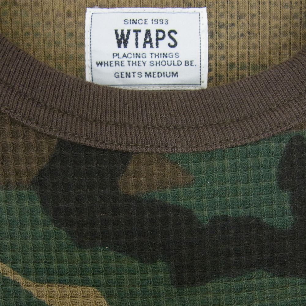 WTAPS ダブルタップス 162ATDT-CSM22 WAFFLE LS 02 カモ 迷彩 サーマル 長袖 Tシャツ モスグリーン系 M【中古】