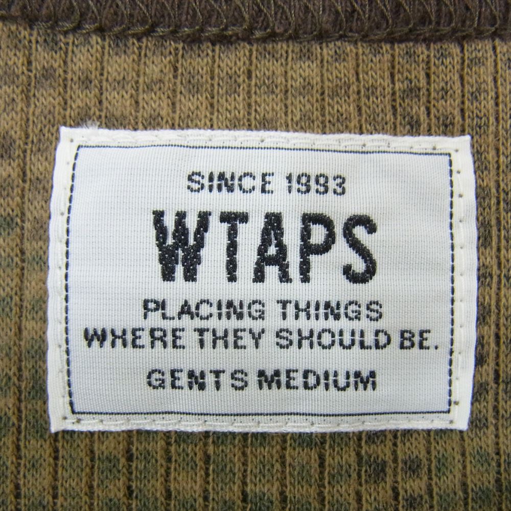 WTAPS ダブルタップス 162ATDT-CSM22 WAFFLE LS 02 カモ 迷彩 サーマル 長袖 Tシャツ モスグリーン系 M【中古】