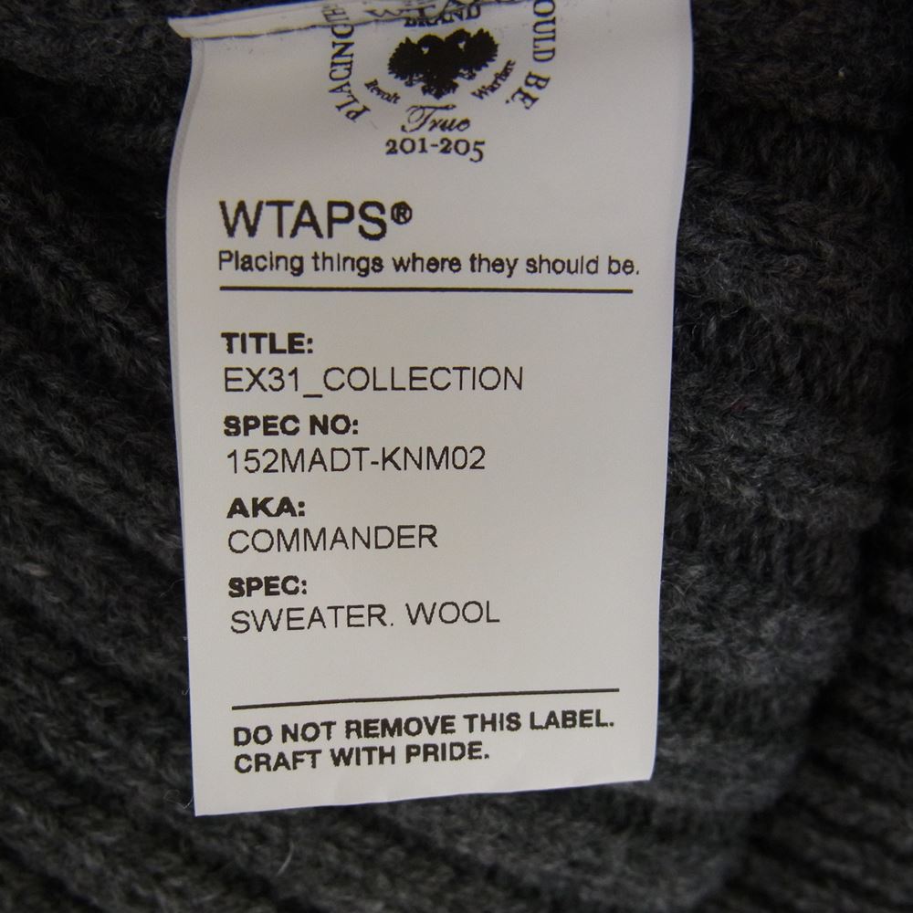 WTAPS ダブルタップス 15AW 152MADT-KNM02 COMMANDER コマンダー クルーネック ニット  グレー系 2【中古】