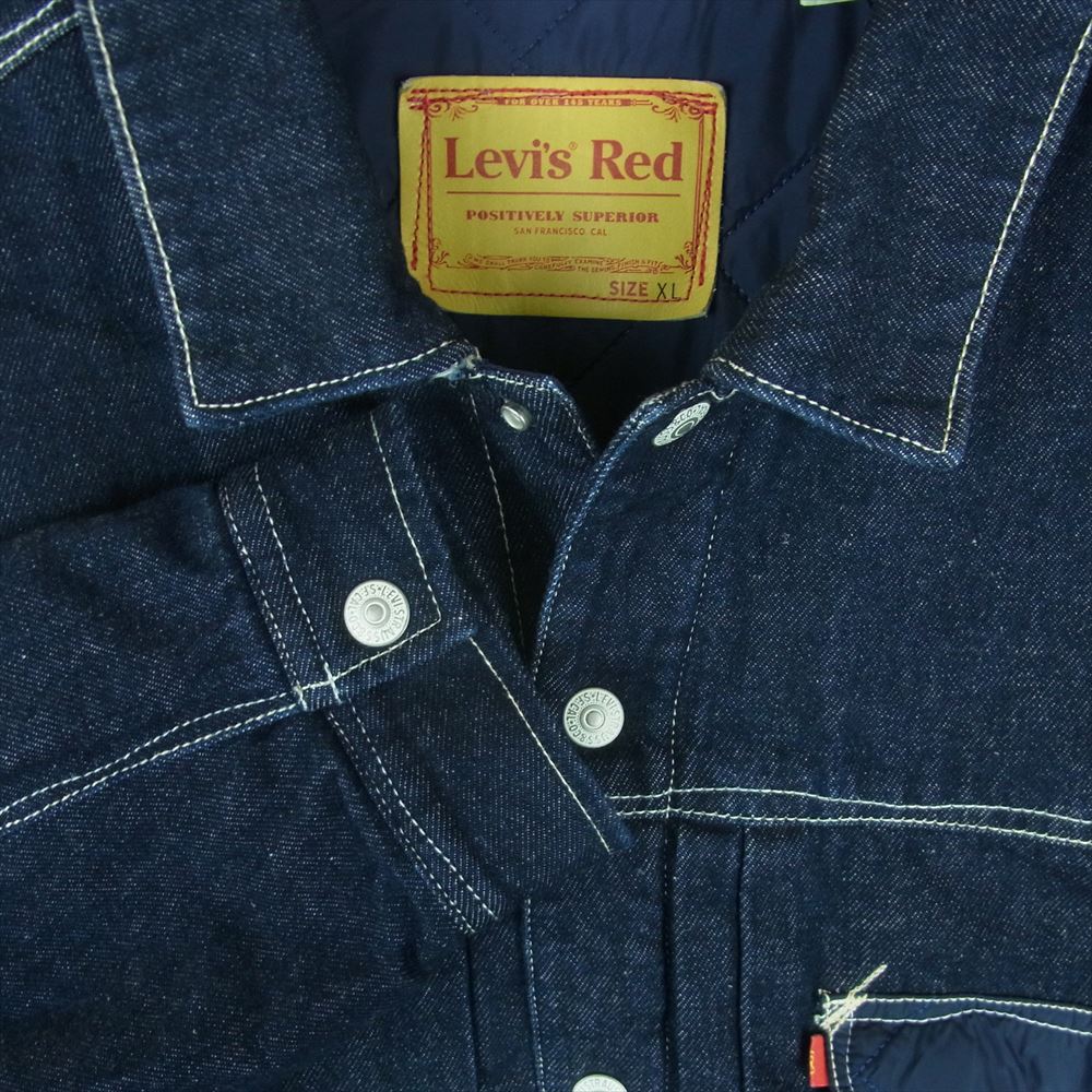 Levi's RED リーバイスレッド QUILT TYPE I TRUCKER リバーシブル キルティング デニム ジャケット インディゴブルー系 ネイビー系 XL【中古】
