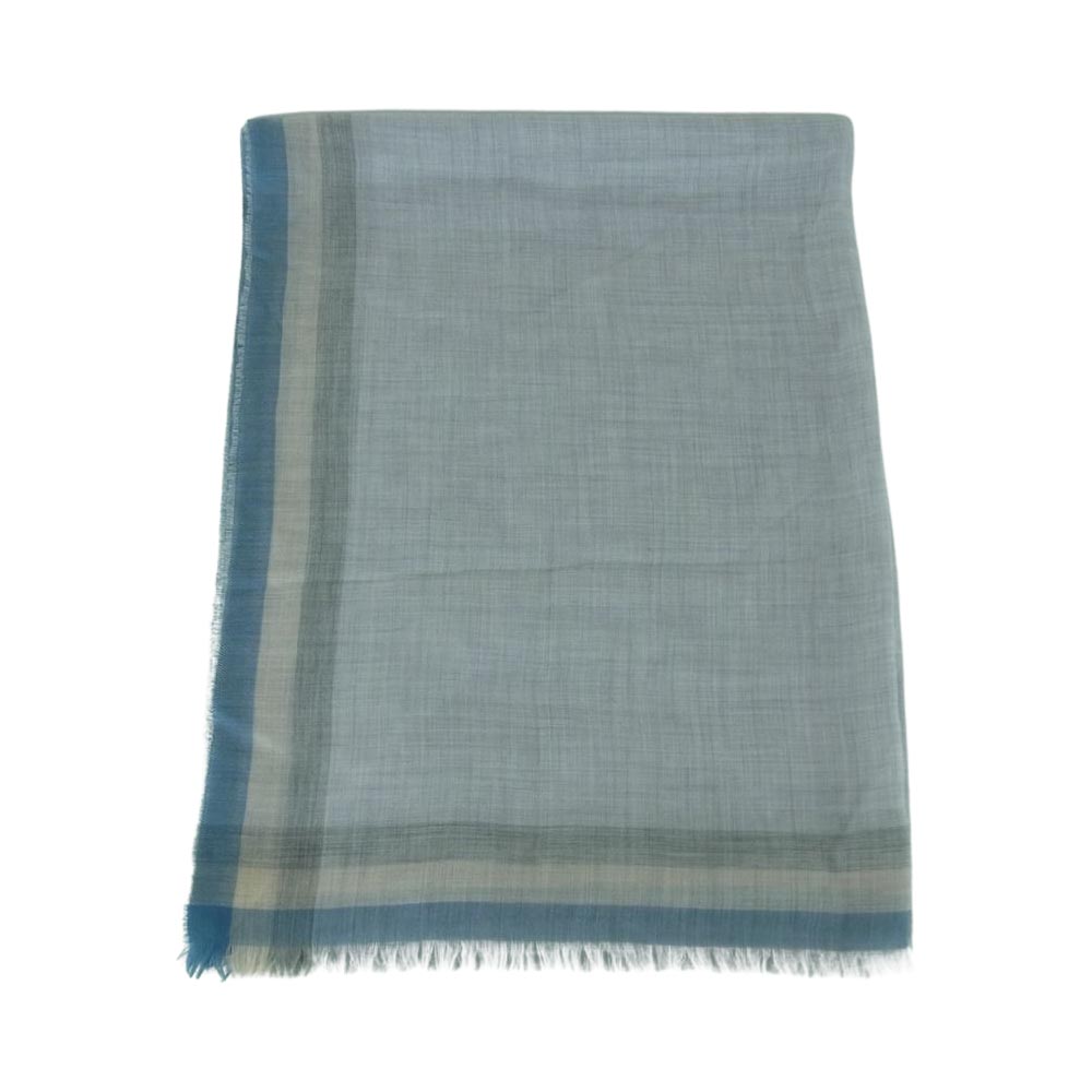 Dunhill ダンヒル スコットランド製 カシミア100％ フリンジ ストール ライトブルー系 ライトグレー系【中古】