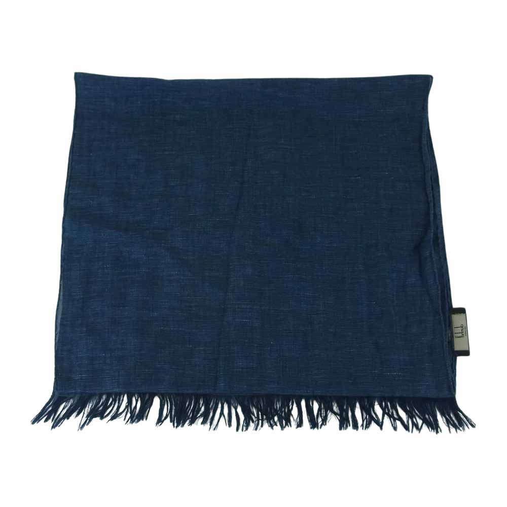 Dunhill ダンヒル イタリア製 カシミア リネン フリンジ ストール ネイビー系【中古】