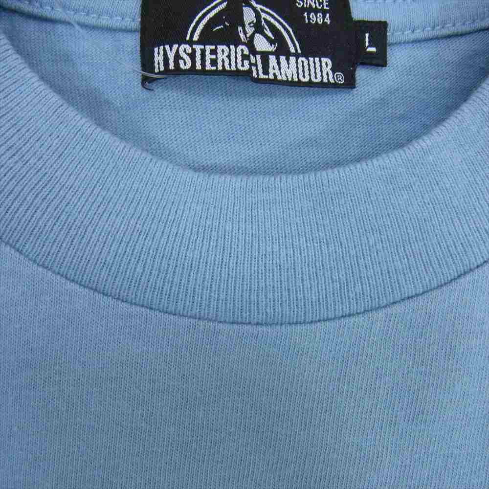 HYSTERIC GLAMOUR ヒステリックグラマー 02203CL04 ロゴ プリント ロングスリーブ 長袖 Tシャツ ロンT ライトブルー系 L【中古】