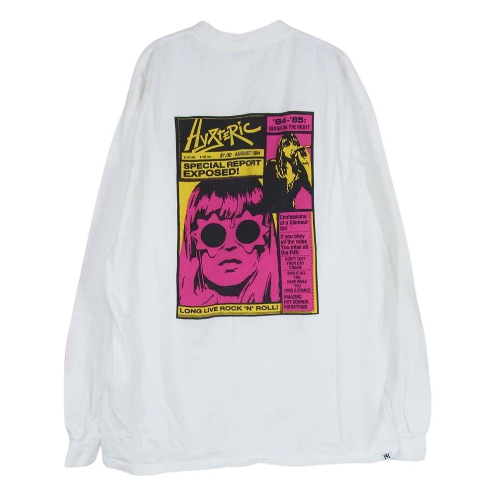 HYSTERIC GLAMOUR ヒステリックグラマー 02201CL02 HYS SPECIAL REPORT スペシャル レポート ロゴ プリント ロングスリーブ 長袖 Tシャツ ロンT ホワイト系 L【中古】