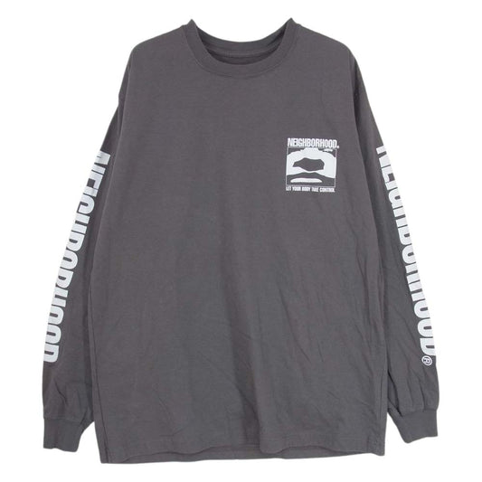 NEIGHBORHOOD ネイバーフッド 21SS GOD C-TEE.LS ラメ ロゴ プリント ロングスリーブ 長袖 Tシャツ ロンT グレー系 M【中古】