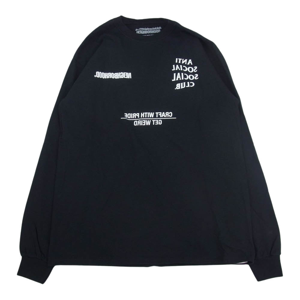 NEIGHBORHOOD ネイバーフッド × ANTI SOCIAL SOCIAL CLUB アンチソーシャルソーシャルクラブ ロゴ プリント ロングスリーブ 長袖 Tシャツ ロンT ブラック系 M【中古】