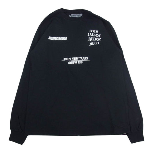 NEIGHBORHOOD ネイバーフッド × ANTI SOCIAL SOCIAL CLUB アンチソーシャルソーシャルクラブ ロゴ プリント ロングスリーブ 長袖 Tシャツ ロンT ブラック系 M【中古】