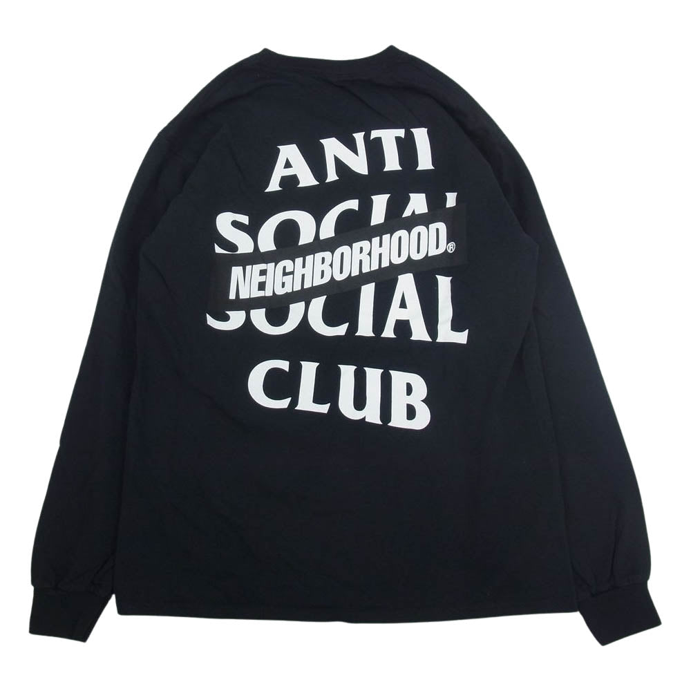NEIGHBORHOOD ネイバーフッド × ANTI SOCIAL SOCIAL CLUB アンチソーシャルソーシャルクラブ ロゴ プリント ロングスリーブ 長袖 Tシャツ ロンT ブラック系 M【中古】