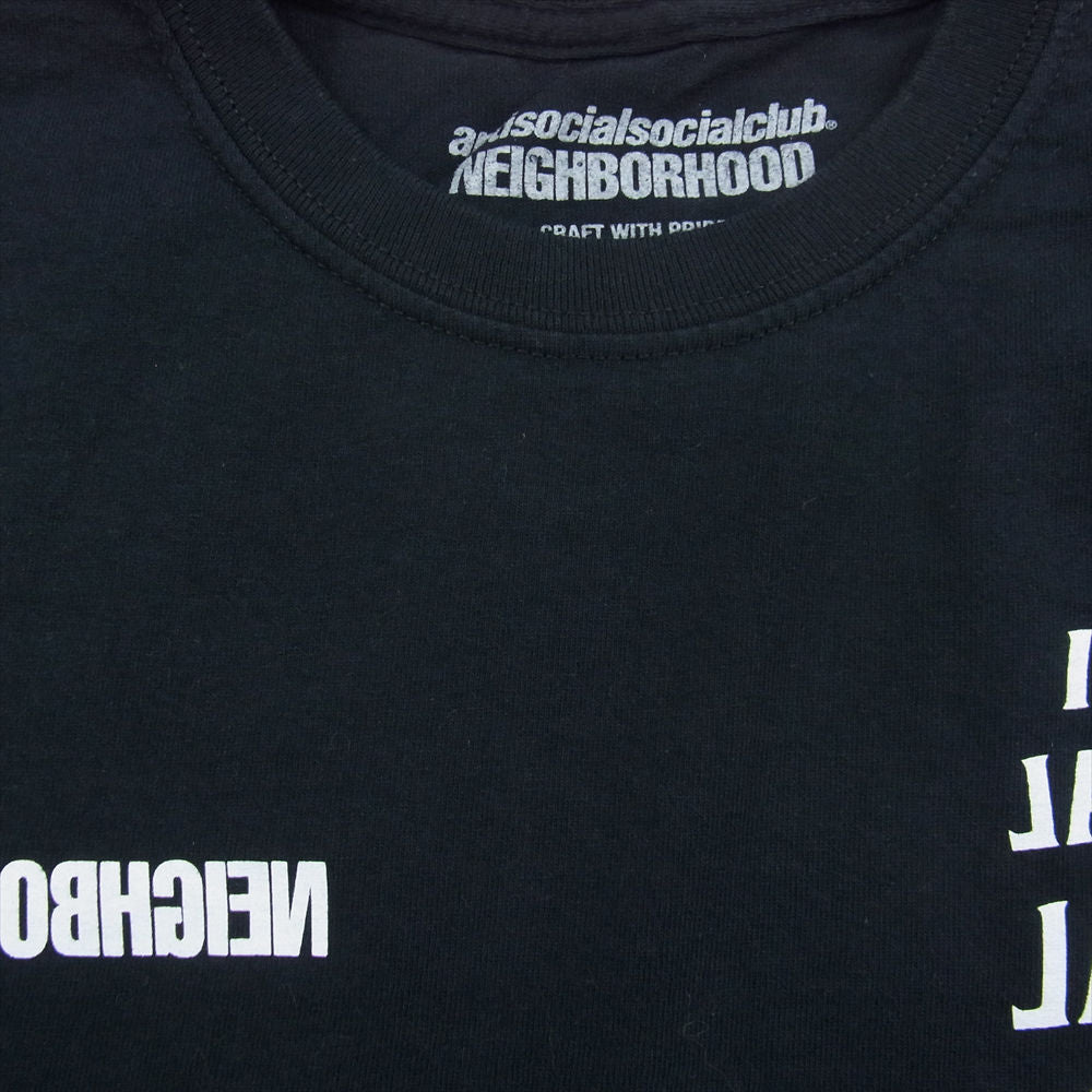 NEIGHBORHOOD ネイバーフッド × ANTI SOCIAL SOCIAL CLUB アンチソーシャルソーシャルクラブ ロゴ プリント ロングスリーブ 長袖 Tシャツ ロンT ブラック系 M【中古】