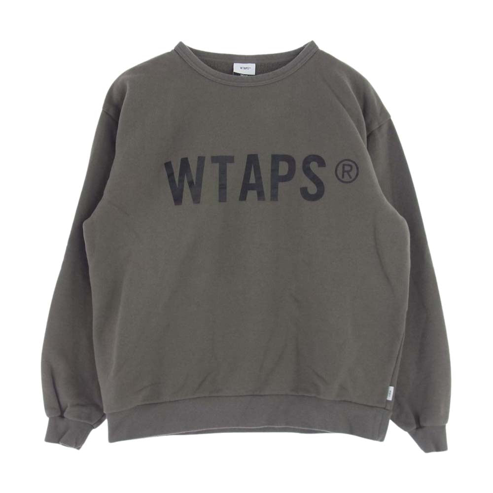 WTAPS ダブルタップス 21AW SCREEN WTVUA CREWNECK SWEAT スクリーン クルーネック スウェット ロゴ プリント カーキ系 03【中古】