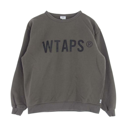 WTAPS ダブルタップス 21AW SCREEN WTVUA CREWNECK SWEAT スクリーン クルーネック スウェット ロゴ プリント カーキ系 03【中古】
