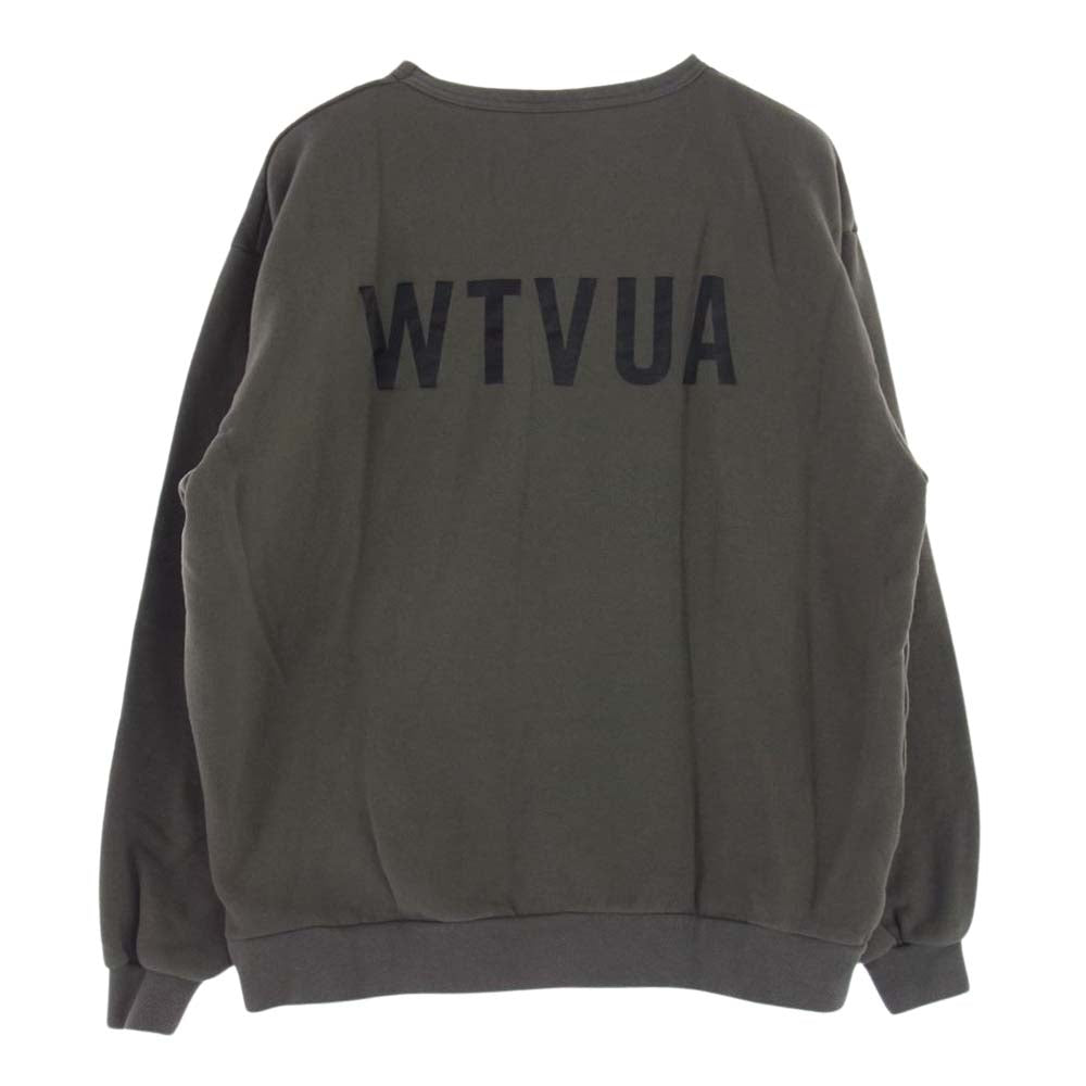 WTAPS ダブルタップス 21AW SCREEN WTVUA CREWNECK SWEAT スクリーン クルーネック スウェット ロゴ プリント カーキ系 03【中古】