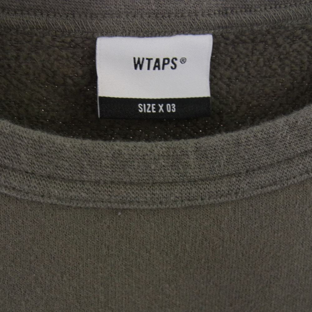 WTAPS ダブルタップス 21AW SCREEN WTVUA CREWNECK SWEAT スクリーン クルーネック スウェット ロゴ プリント カーキ系 03【中古】
