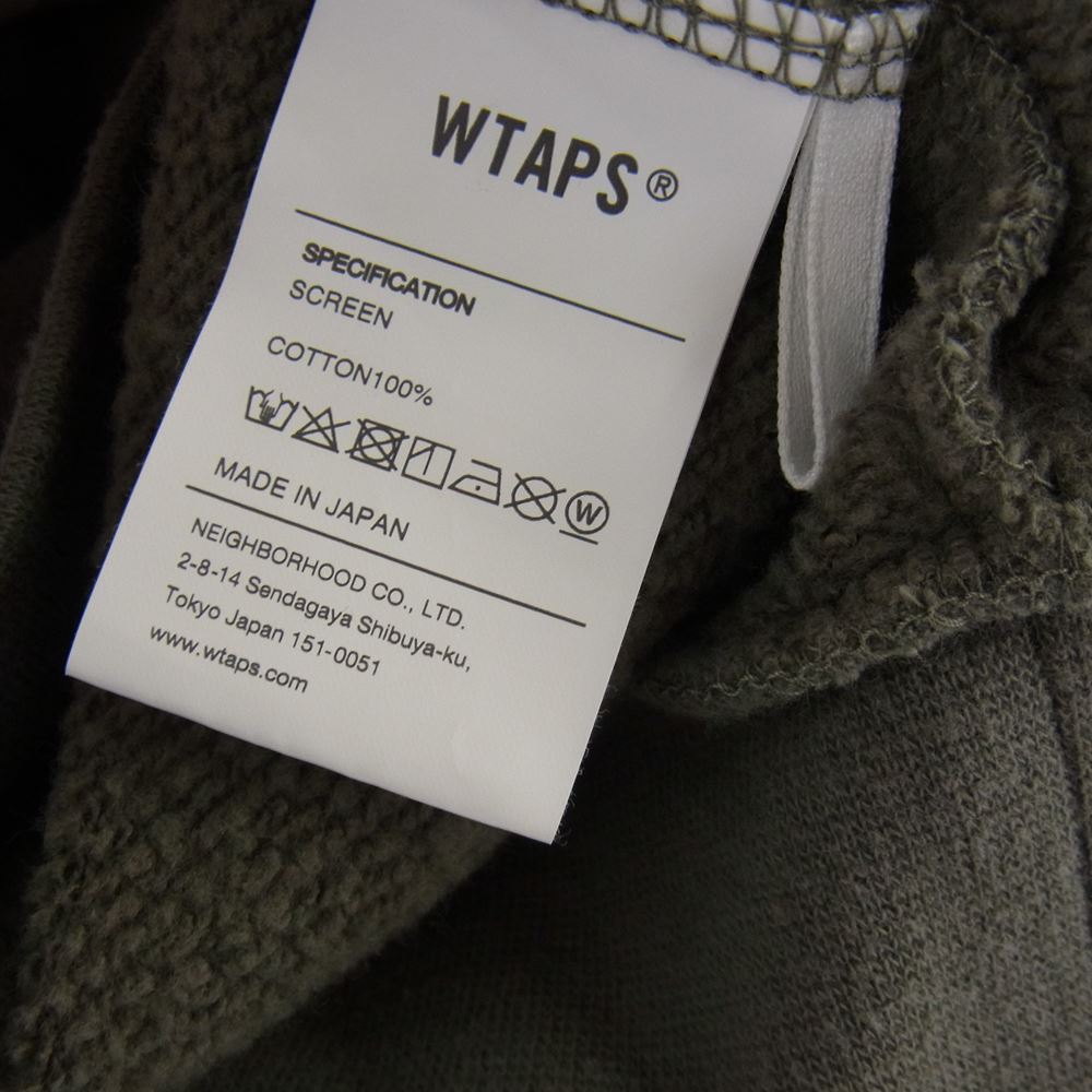 WTAPS ダブルタップス 21AW SCREEN WTVUA CREWNECK SWEAT スクリーン クルーネック スウェット ロゴ プリント カーキ系 03【中古】