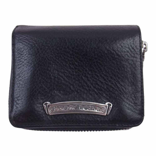 CHROME HEARTS クロムハーツ（原本無） SQ ZIP BILL スクエアジップビル スクロールラベル ダガージップ ラウンドジップ レザーウォレット 財布 ブラック系【中古】