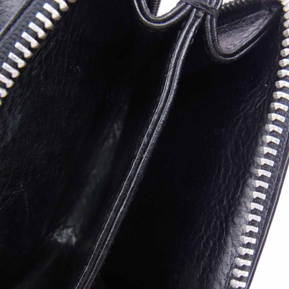 CHROME HEARTS クロムハーツ（原本無） SQ ZIP BILL スクエアジップビル スクロールラベル ダガージップ ラウンドジップ レザーウォレット 財布 ブラック系【中古】