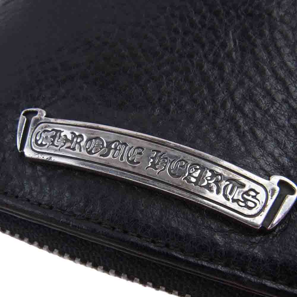 CHROME HEARTS クロムハーツ（原本無） SQ ZIP BILL スクエアジップビル スクロールラベル ダガージップ ラウンドジップ レザーウォレット 財布 ブラック系【中古】
