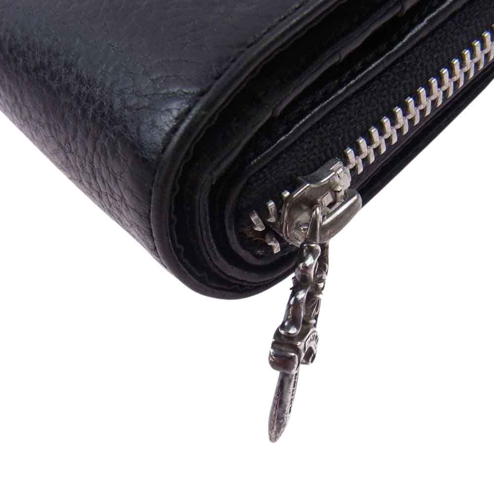 CHROME HEARTS クロムハーツ（原本無） SQ ZIP BILL スクエアジップビル スクロールラベル ダガージップ ラウンドジップ レザーウォレット 財布 ブラック系【中古】