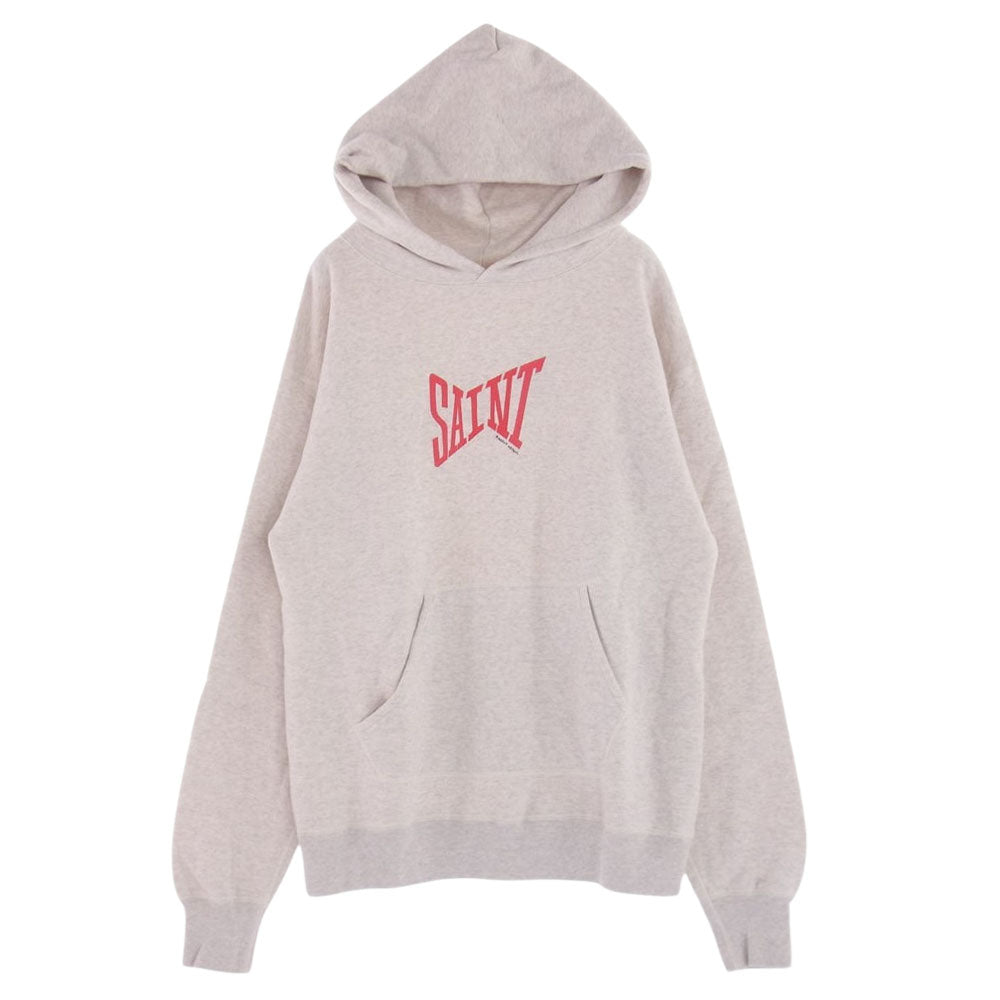SAINT MICHAEL セントマイケル 21AW SM-A21-0000-033 HOODIE LOGO GRAY ロゴ フーディ パーカー グレー系 L【美品】【中古】