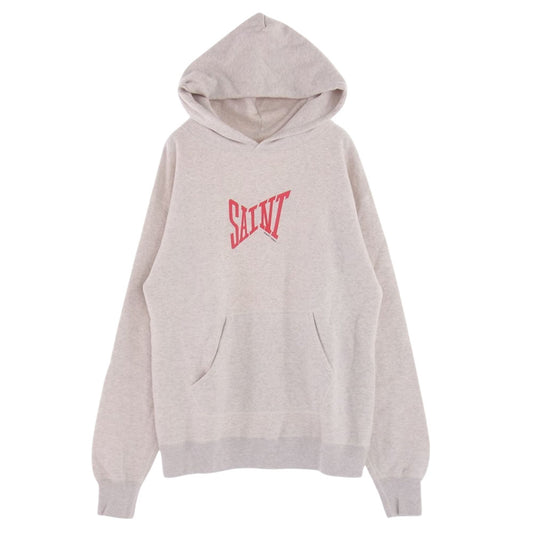 SAINT MICHAEL セントマイケル 21AW SM-A21-0000-033 HOODIE LOGO GRAY ロゴ フーディ パーカー グレー系 L【美品】【中古】