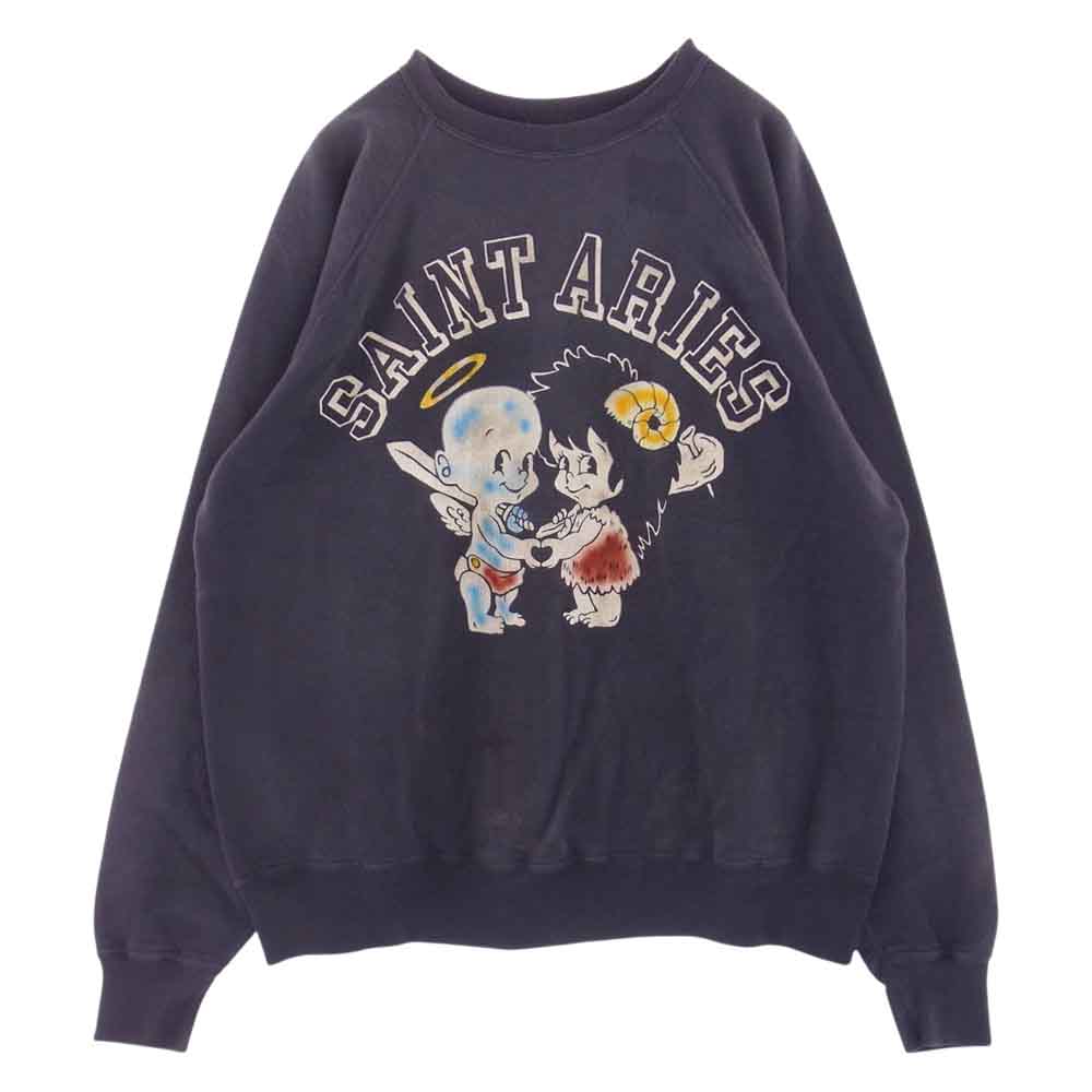 SAINT MICHAEL セントマイケル 23AW SM-A23-0000-C01 ARS CRW SWT ST ARIES アリーズ クルーネック プリント スウェット グレー系 XL【美品】【中古】