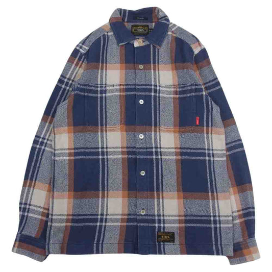 WTAPS ダブルタップス 12AW 122GWDT-SHM04 UNION L/S SHRTS COTTON TEXTILE ユニオン 長袖 チェック シャツ コットン テキスタイル ネイビー系 M【中古】