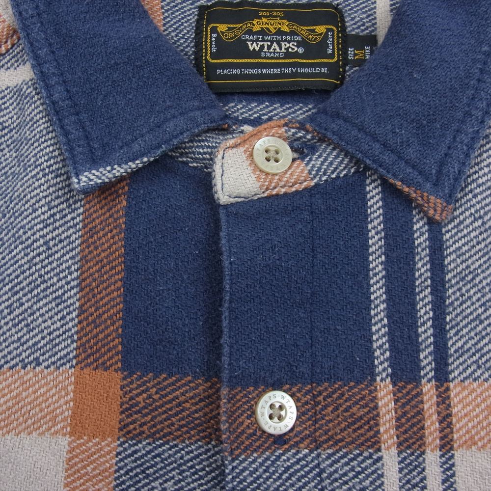 WTAPS ダブルタップス 12AW 122GWDT-SHM04 UNION L/S SHRTS COTTON TEXTILE ユニオン 長袖 チェック シャツ コットン テキスタイル ネイビー系 M【中古】
