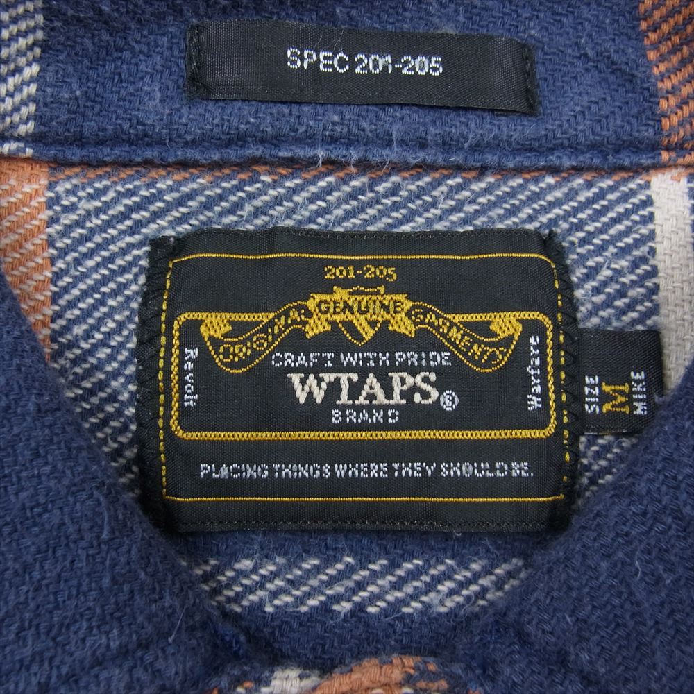 WTAPS ダブルタップス 12AW 122GWDT-SHM04 UNION L/S SHRTS COTTON TEXTILE ユニオン 長袖 チェック シャツ コットン テキスタイル ネイビー系 M【中古】