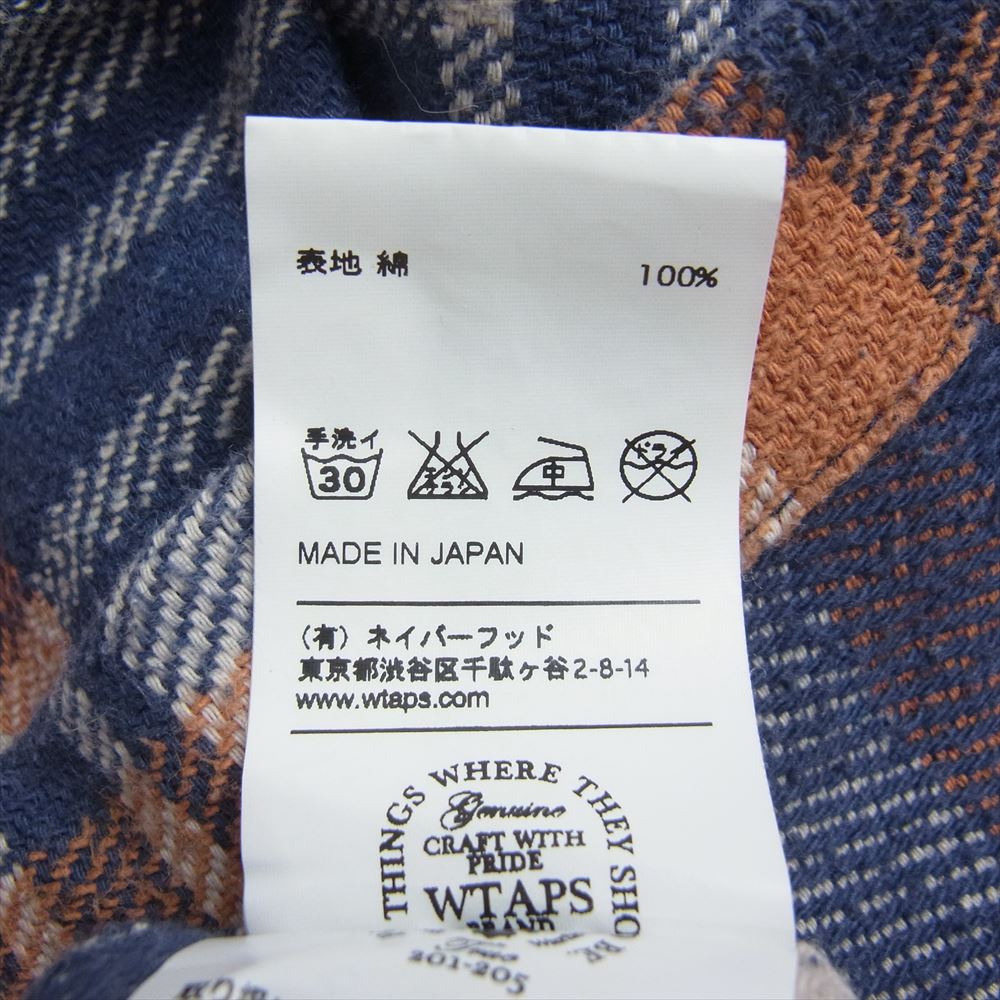 WTAPS ダブルタップス 12AW 122GWDT-SHM04 UNION L/S SHRTS COTTON TEXTILE ユニオン 長袖 チェック シャツ コットン テキスタイル ネイビー系 M【中古】